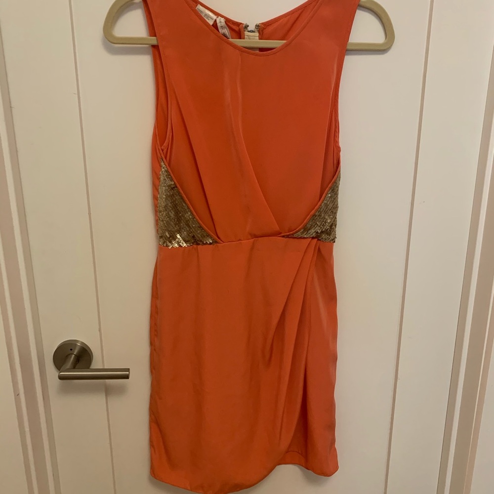 Coral and gold sequin Sachin & Babi dress
